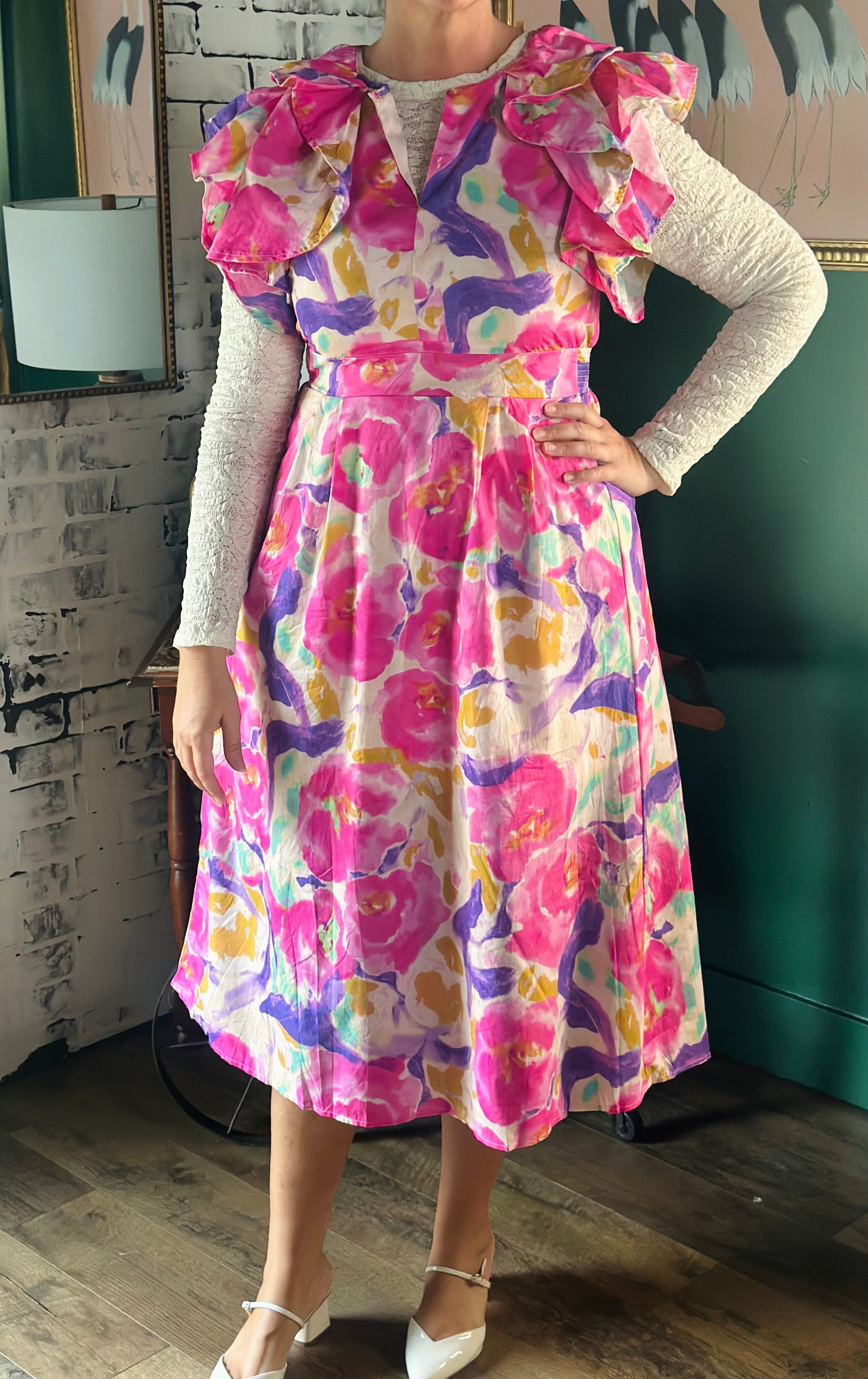 Hot Pink Floral Dress