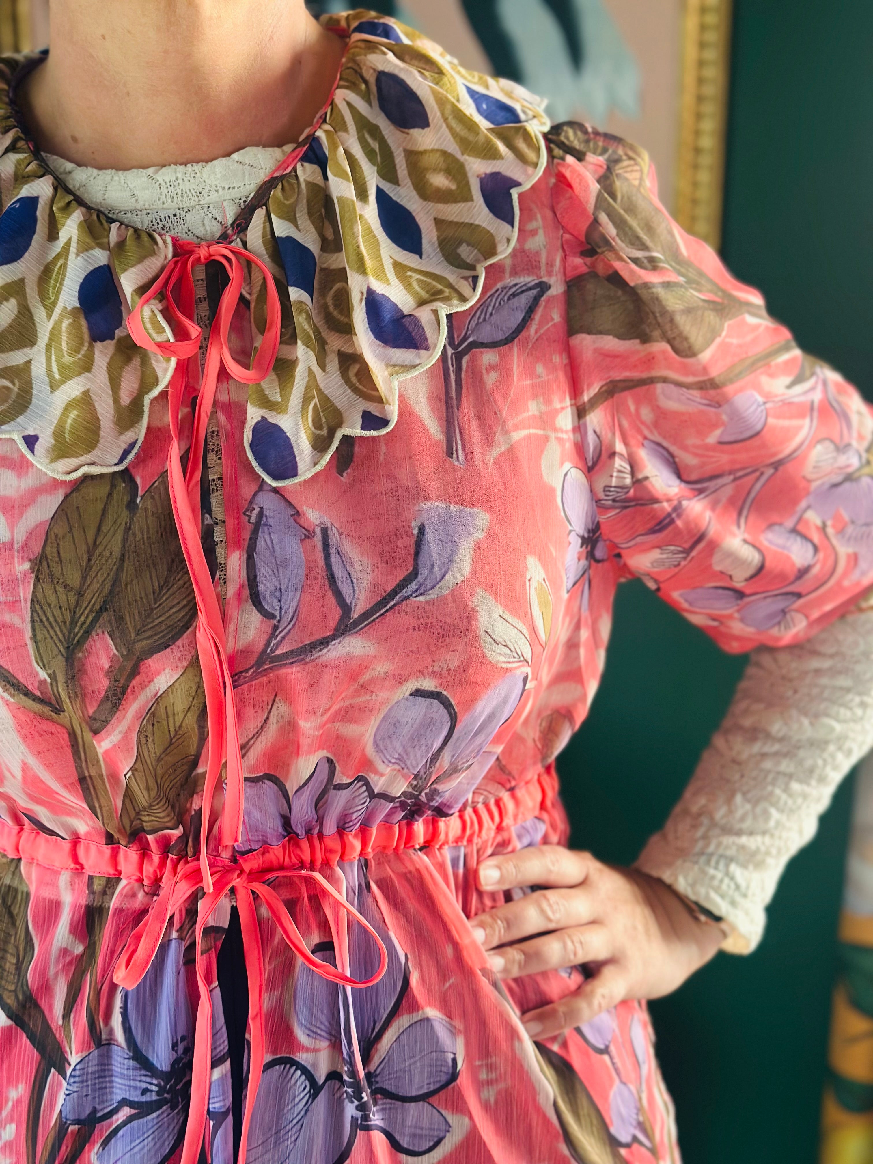 Pink Scalloped Collar Dress