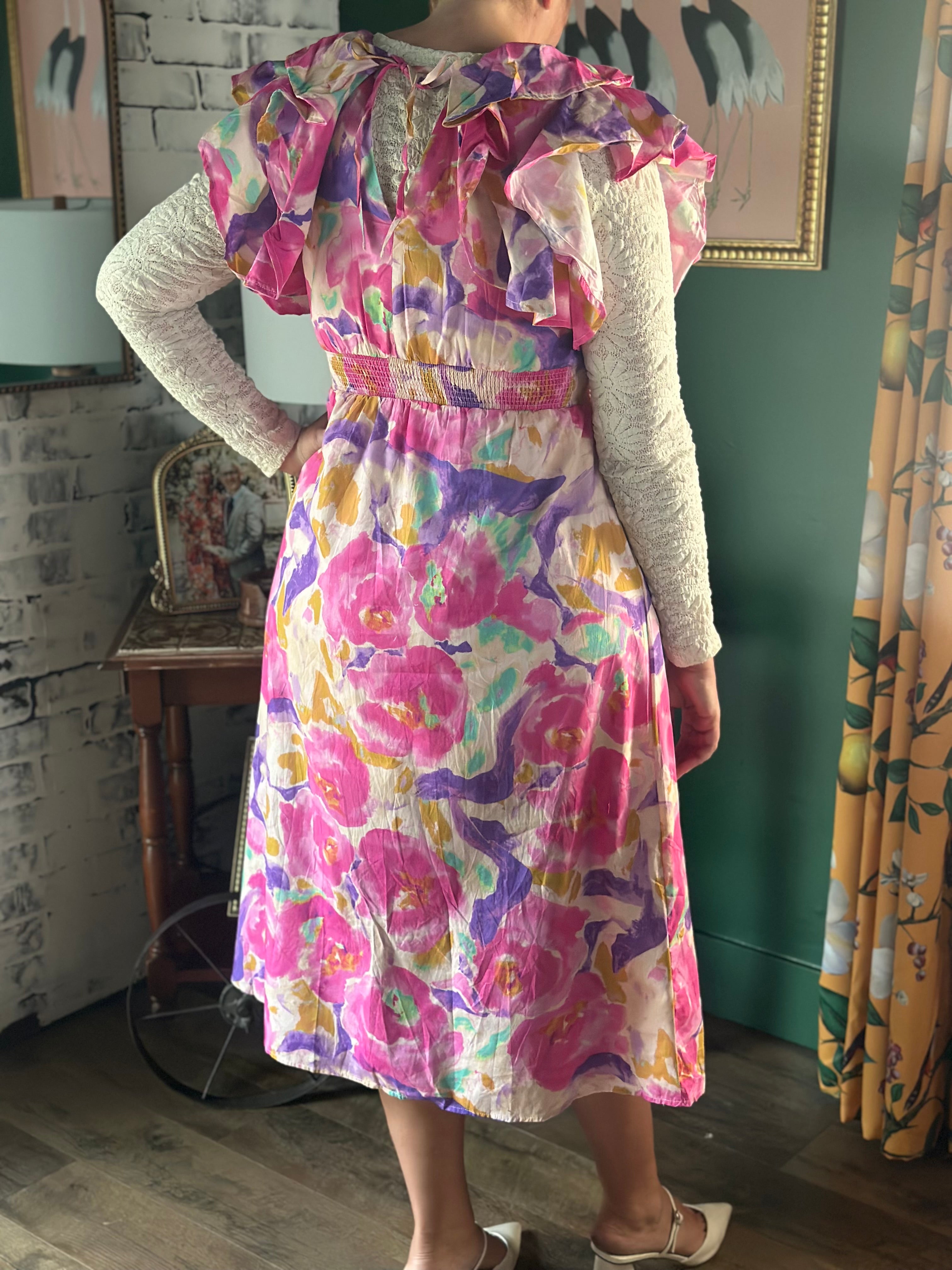 Hot Pink Floral Dress
