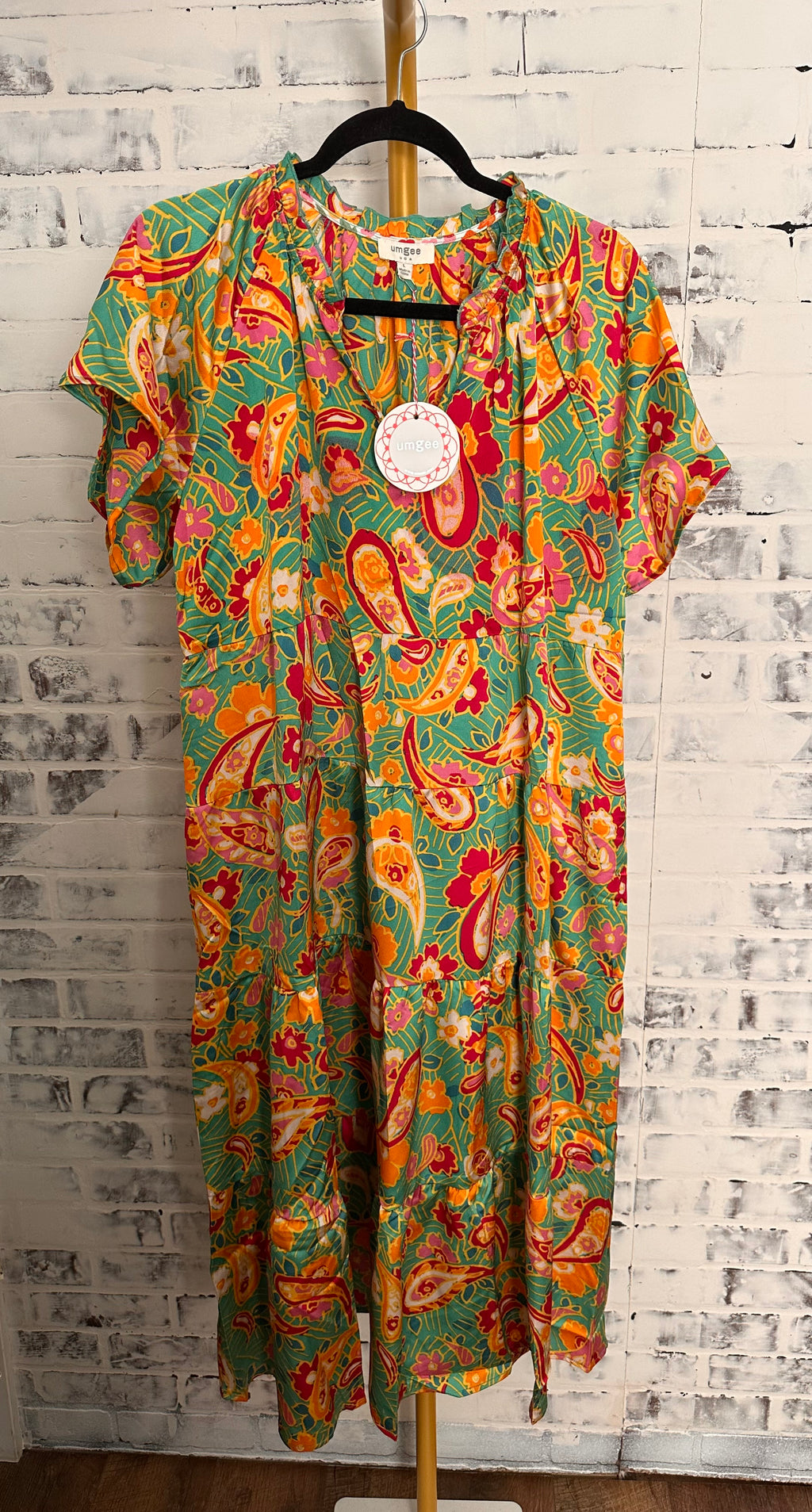 Raspberry Paisley & Floral Midi Dress