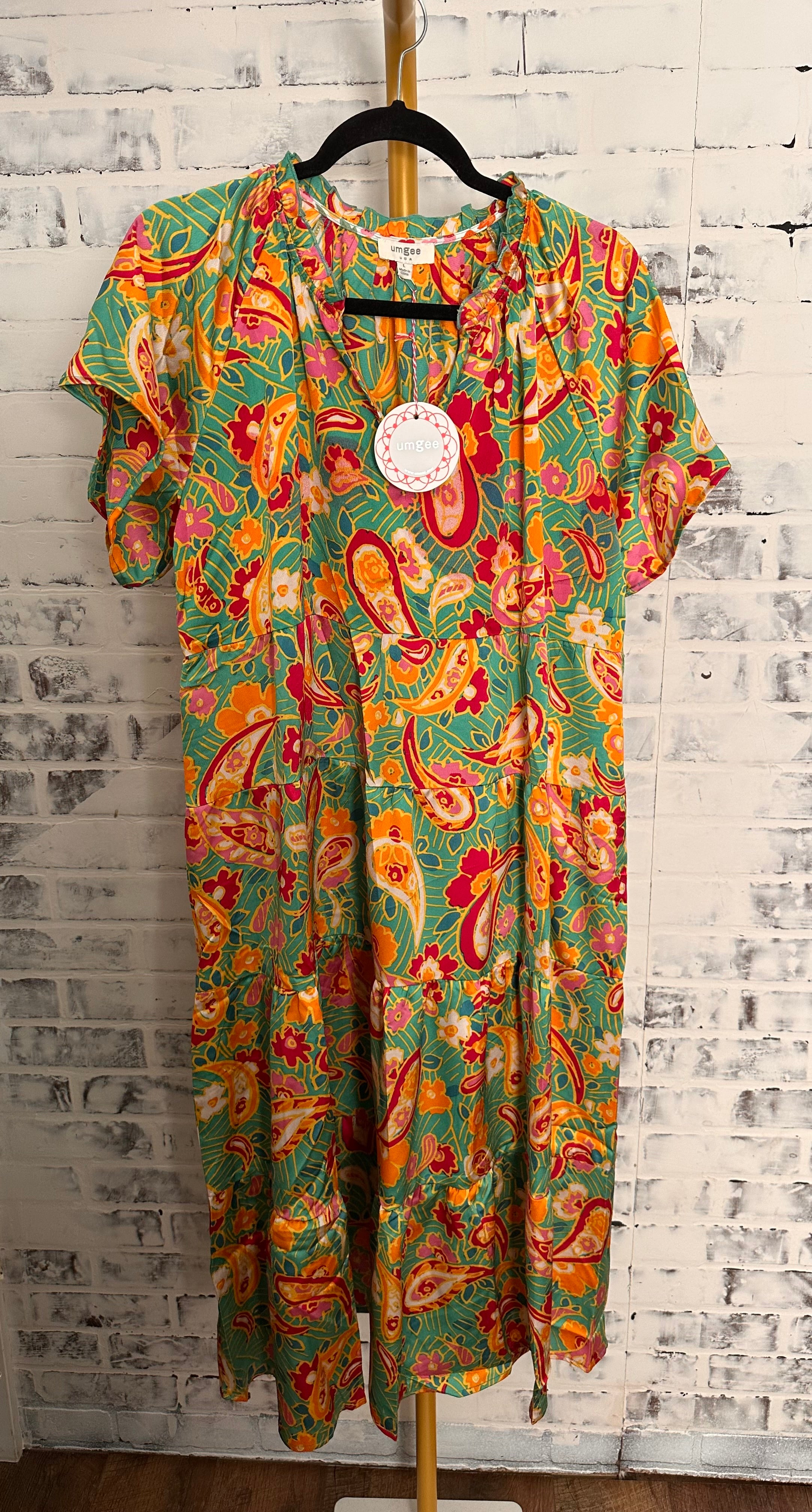 Raspberry Paisley & Floral Midi Dress