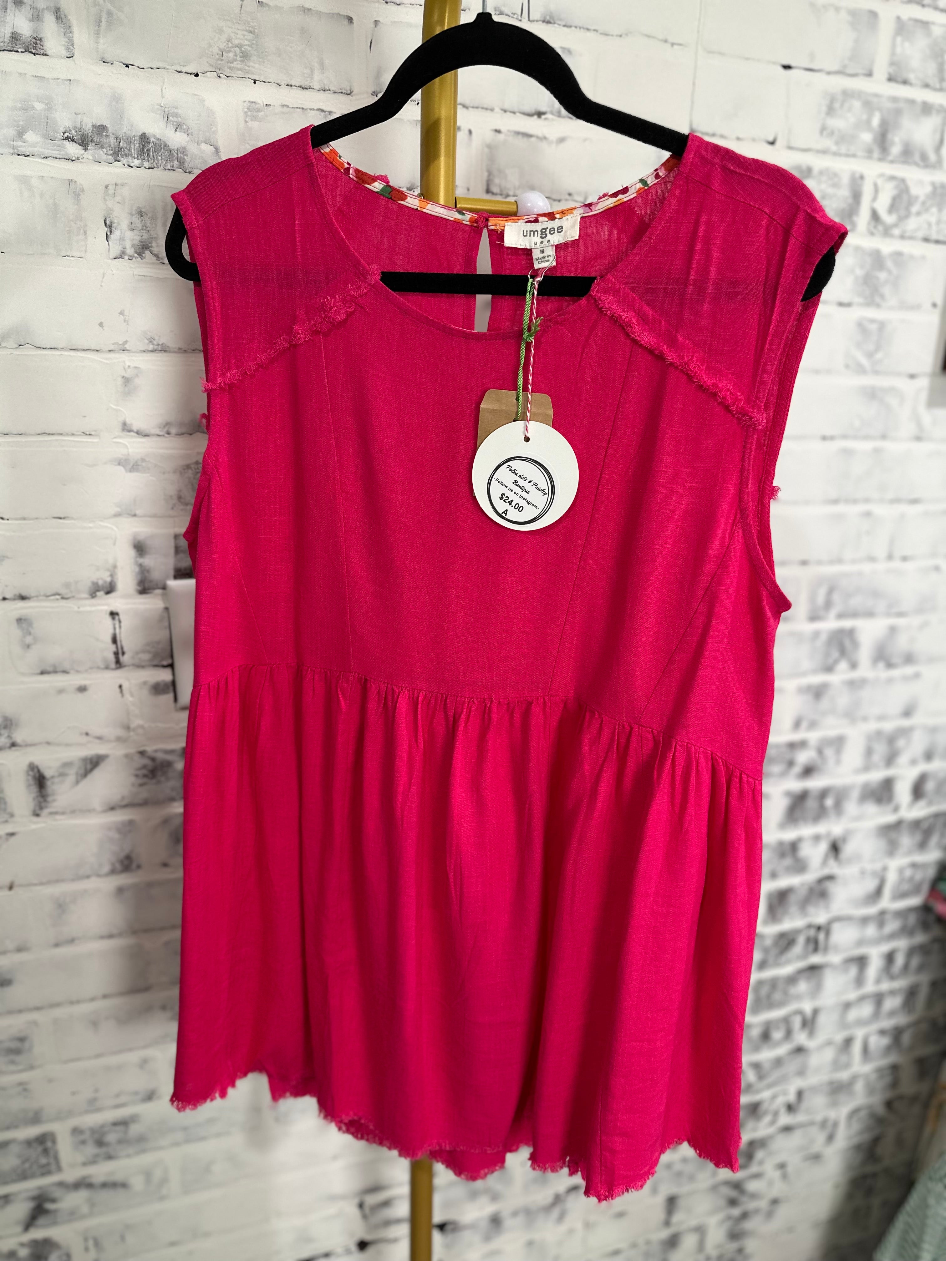 Hot Pink Sleeveless Layering Top