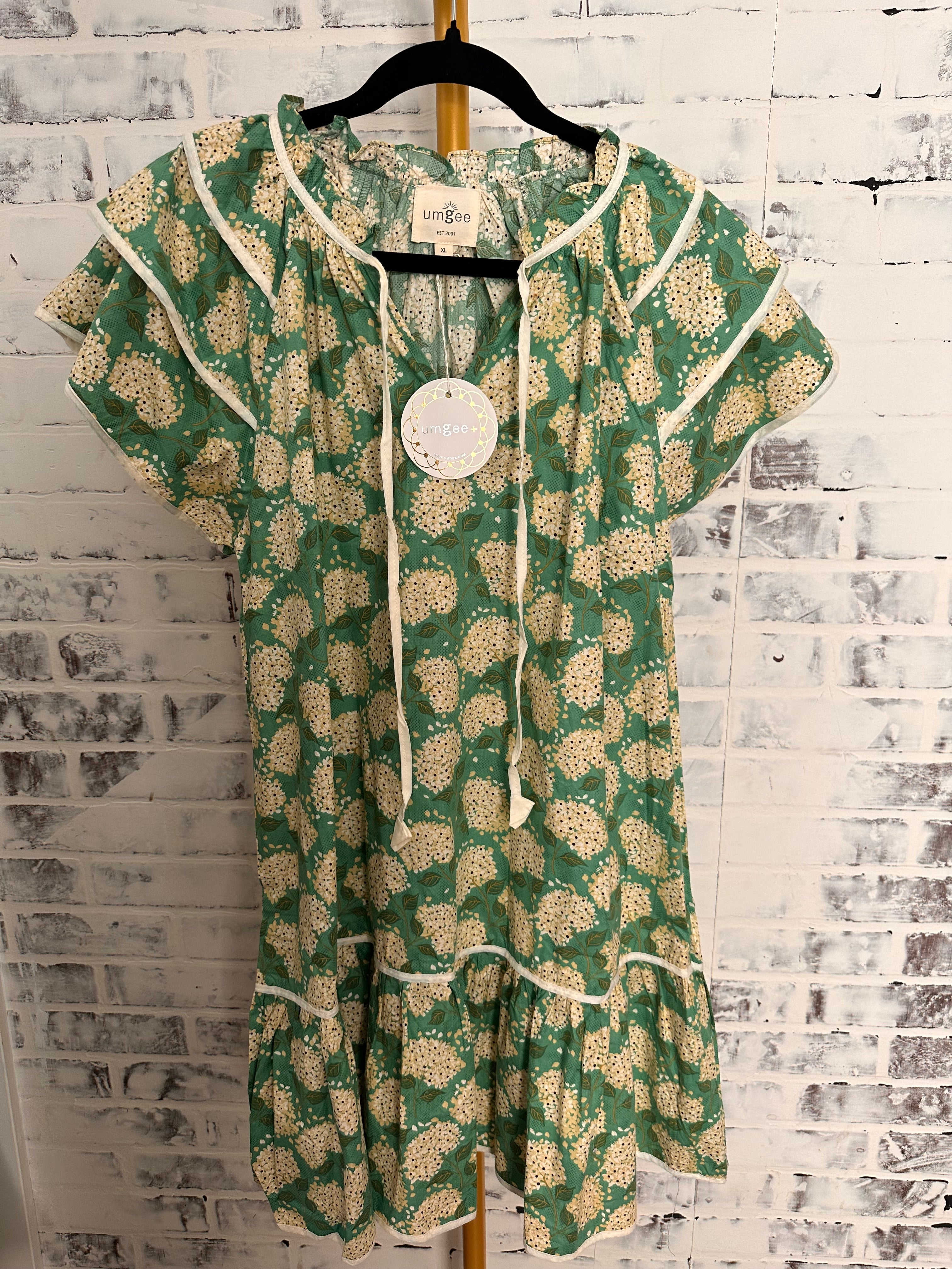 Green Hydrangea Baby Doll Dress