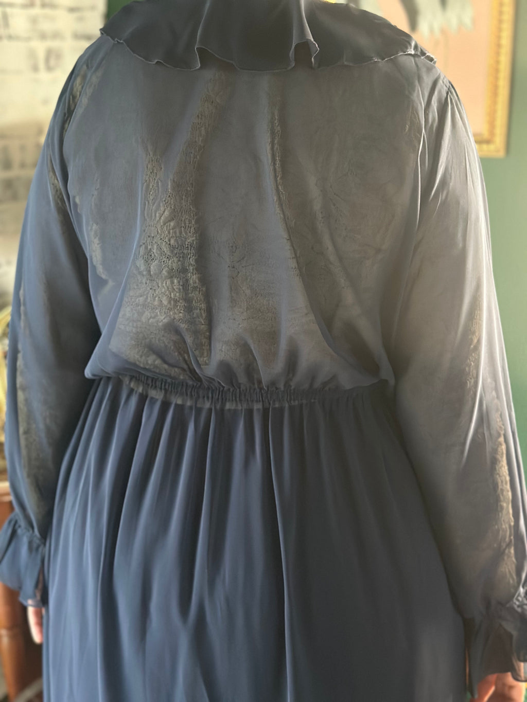 Navy Ruffle Kimono