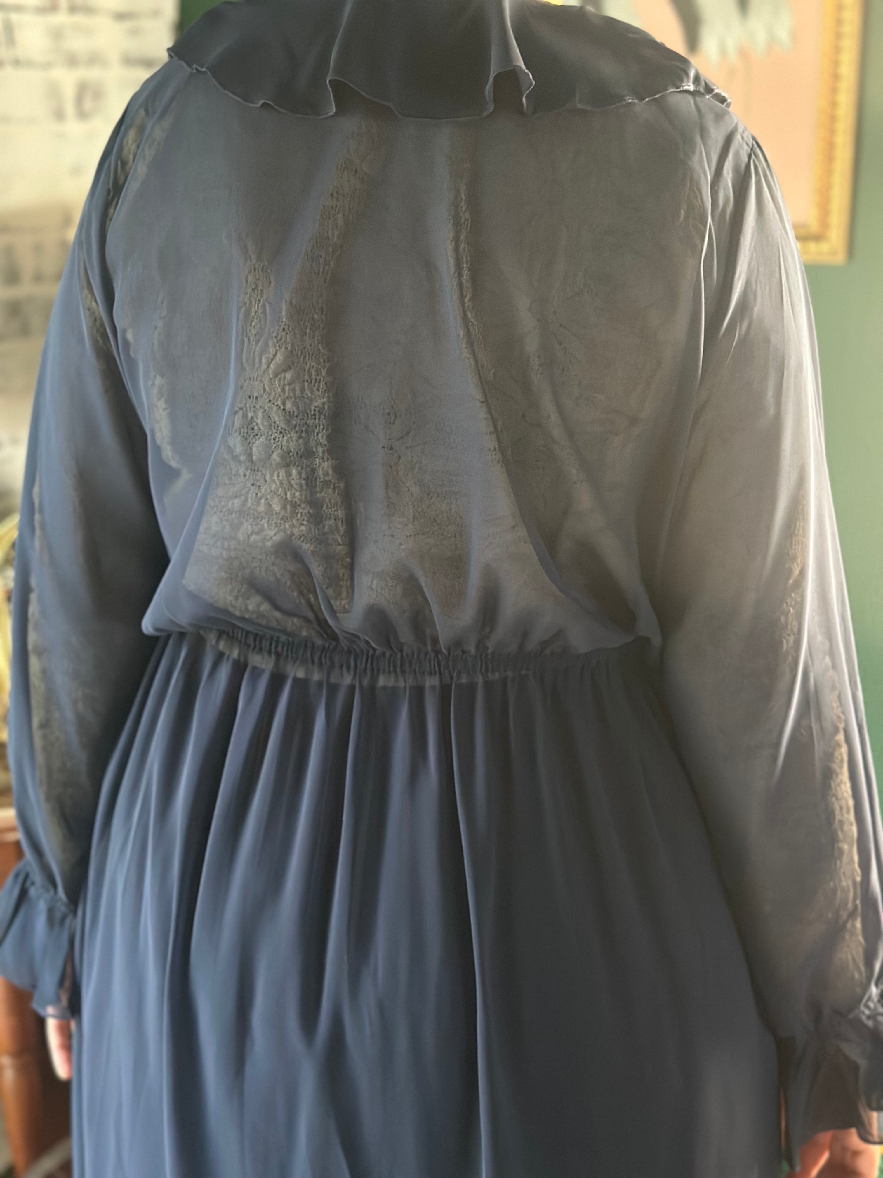 Navy Ruffle Kimono