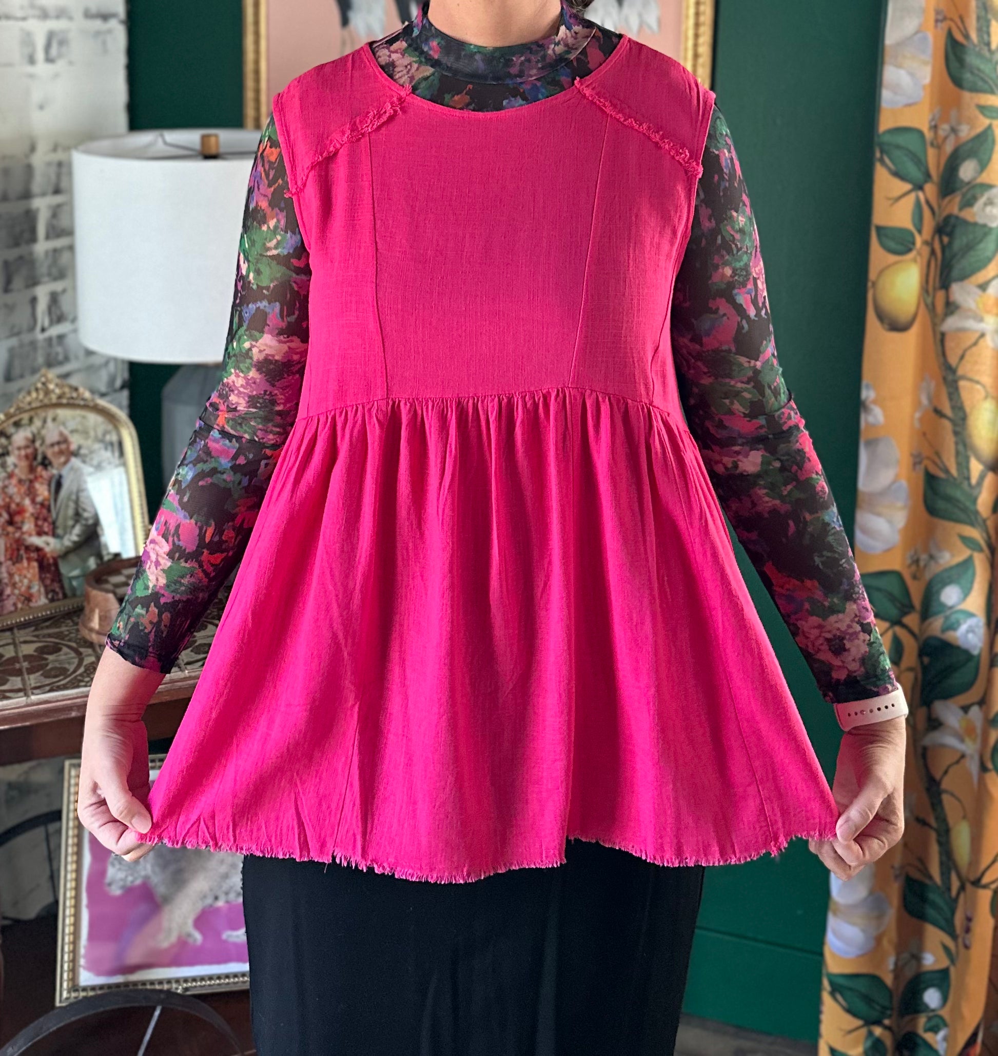 Hot Pink Sleeveless Layering Top
