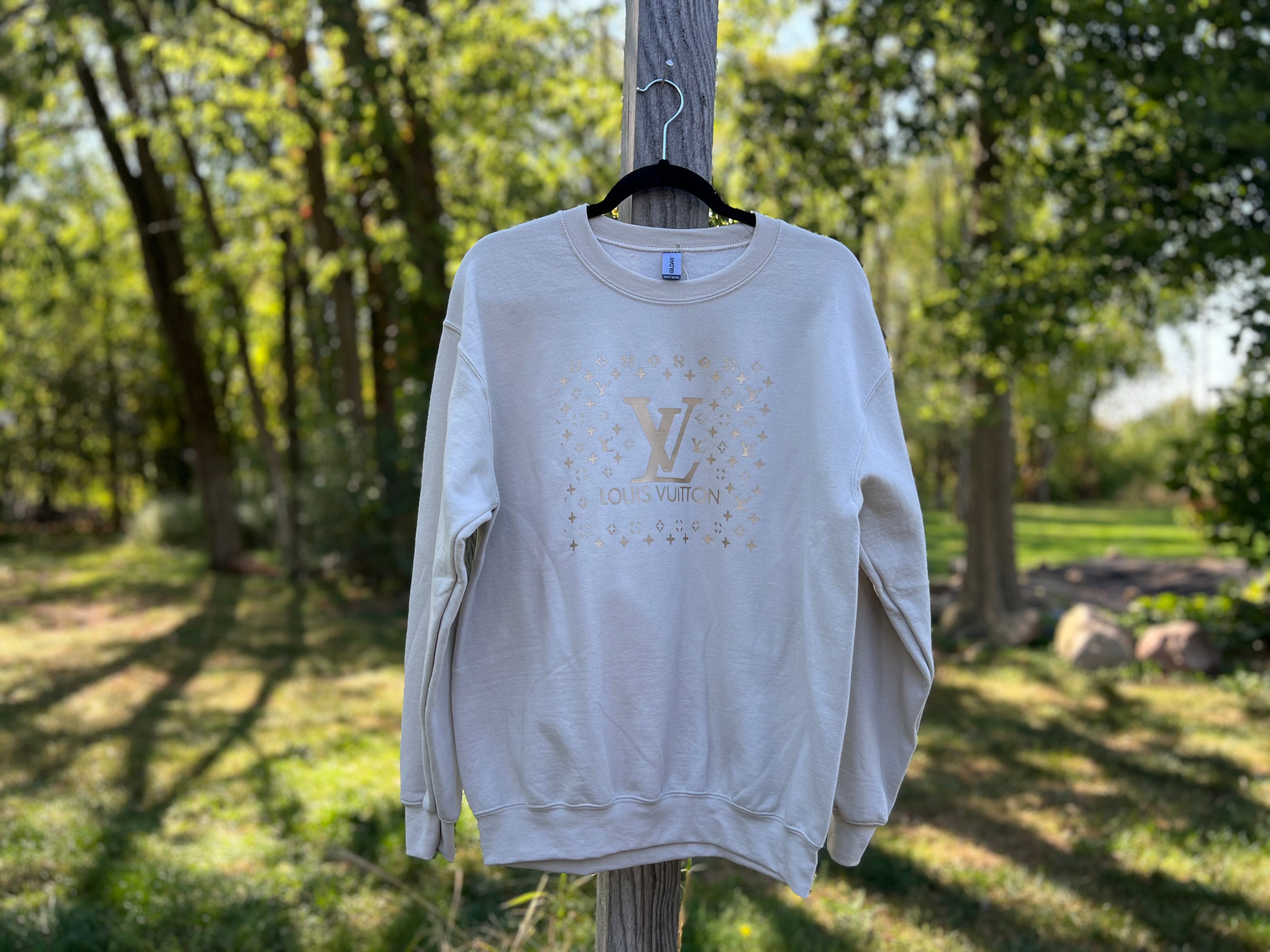 Tan Graphic Crewneck w/ LV design