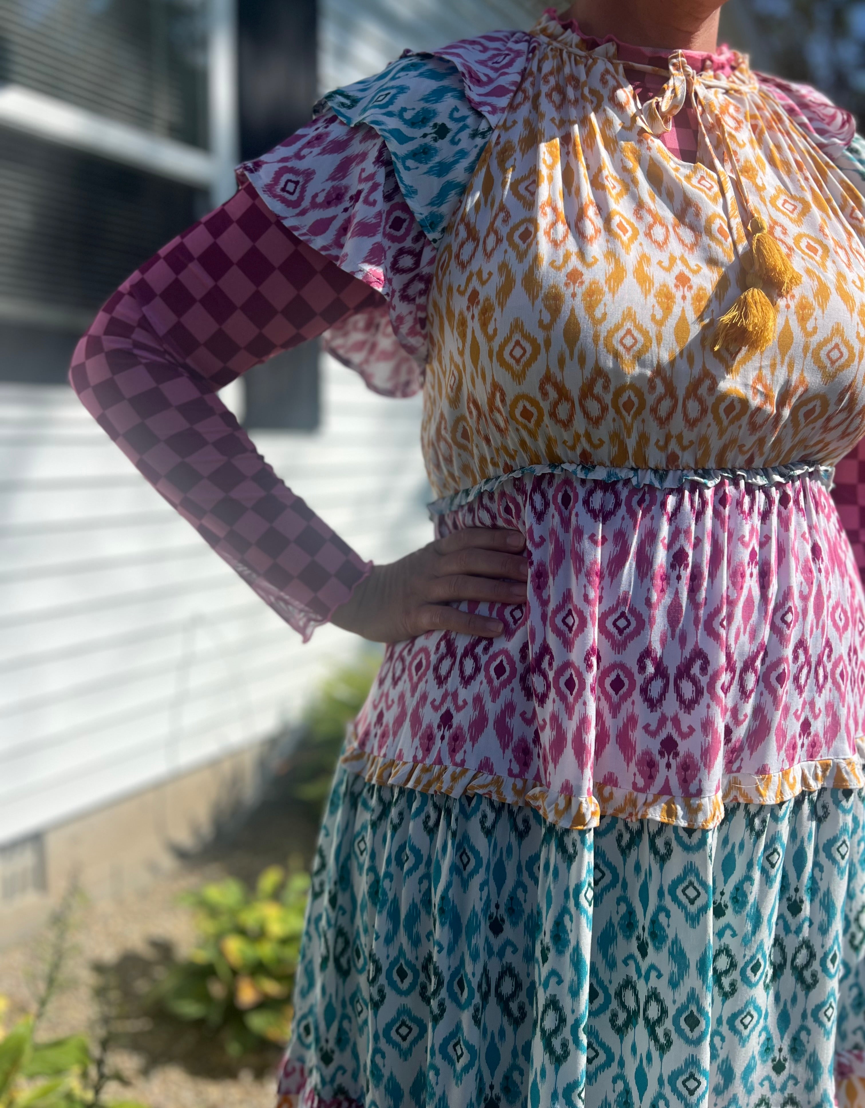 Aztec Print Tiered Dress