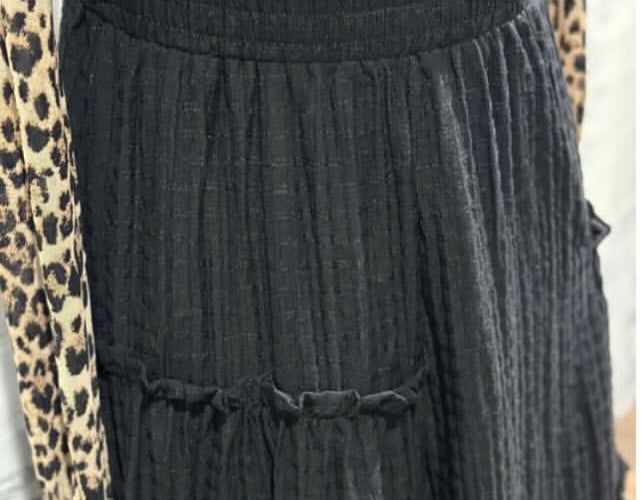 Textured Ruffle Midi Skirt