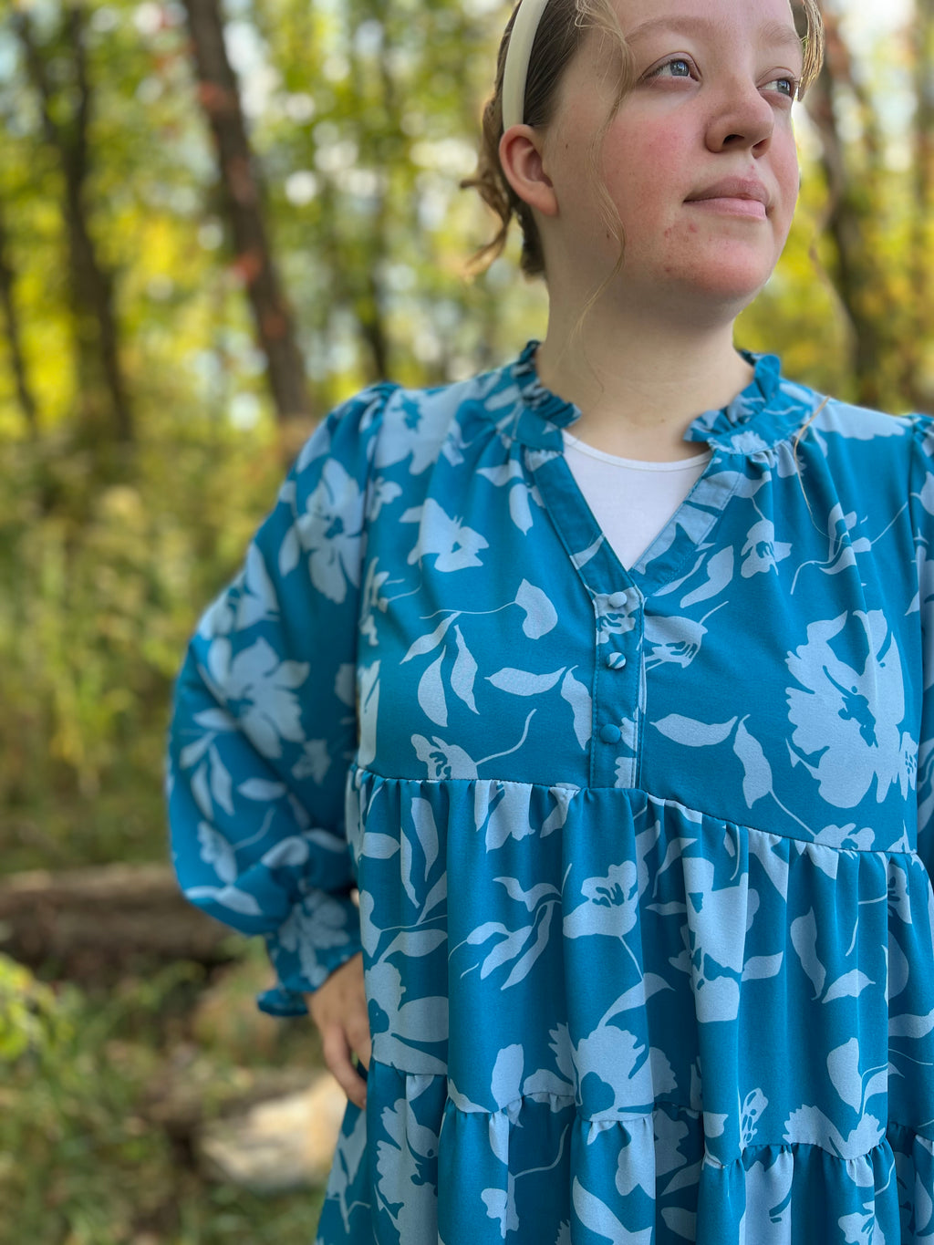 Turquoise Floral Midi Dress