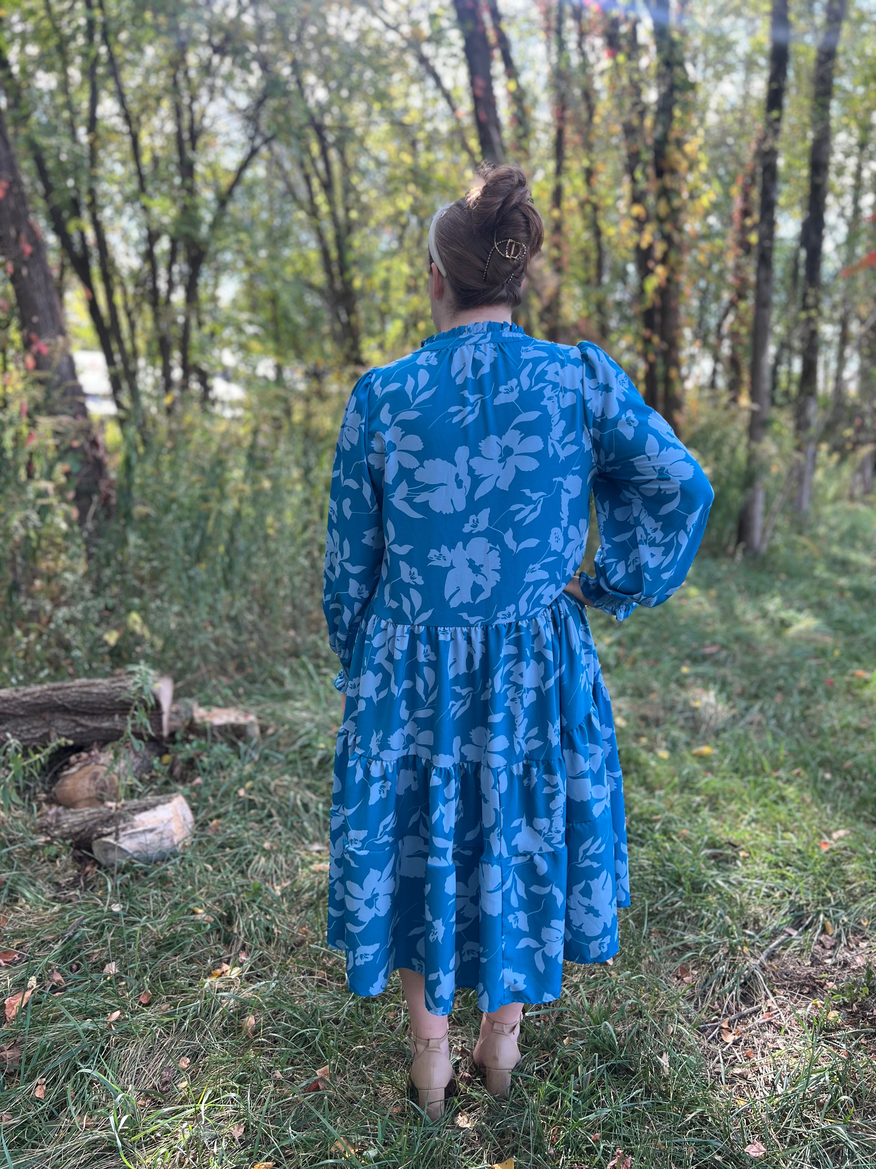 Turquoise Floral Midi Dress