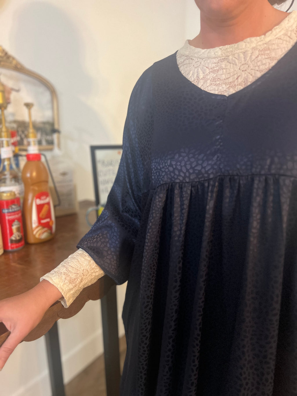 Navy Blue Animal Print Flowy Tunic