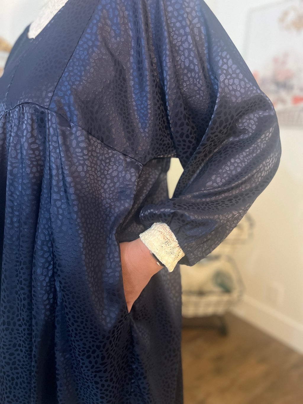 Navy Blue Animal Print Flowy Tunic