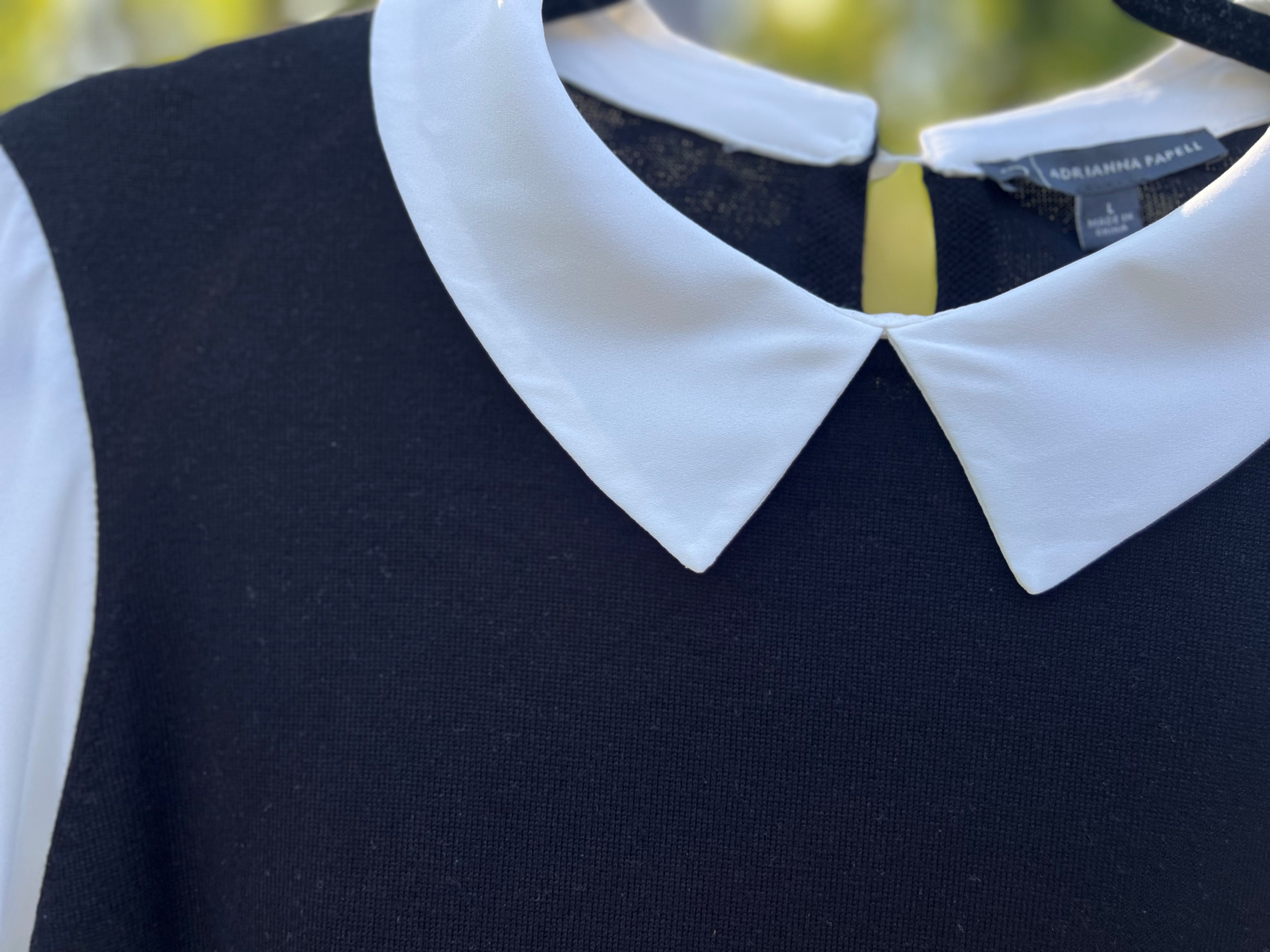 Black & White Layered Top w/ collared shirt