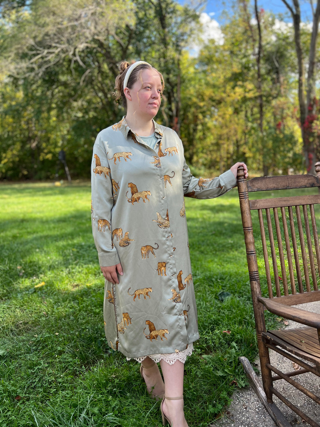 Light Olive Button Down Dress