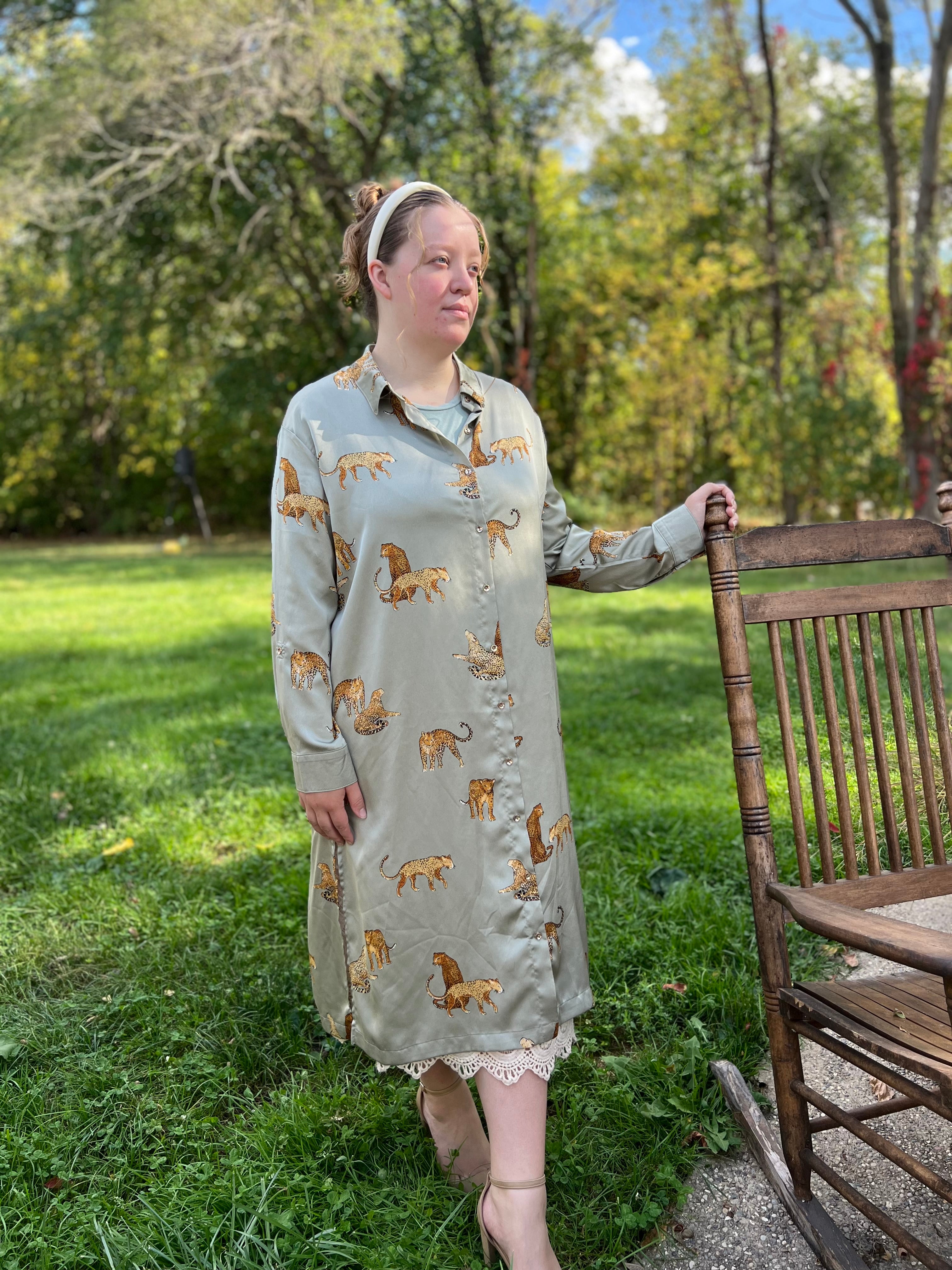 Light Olive Button Down Dress