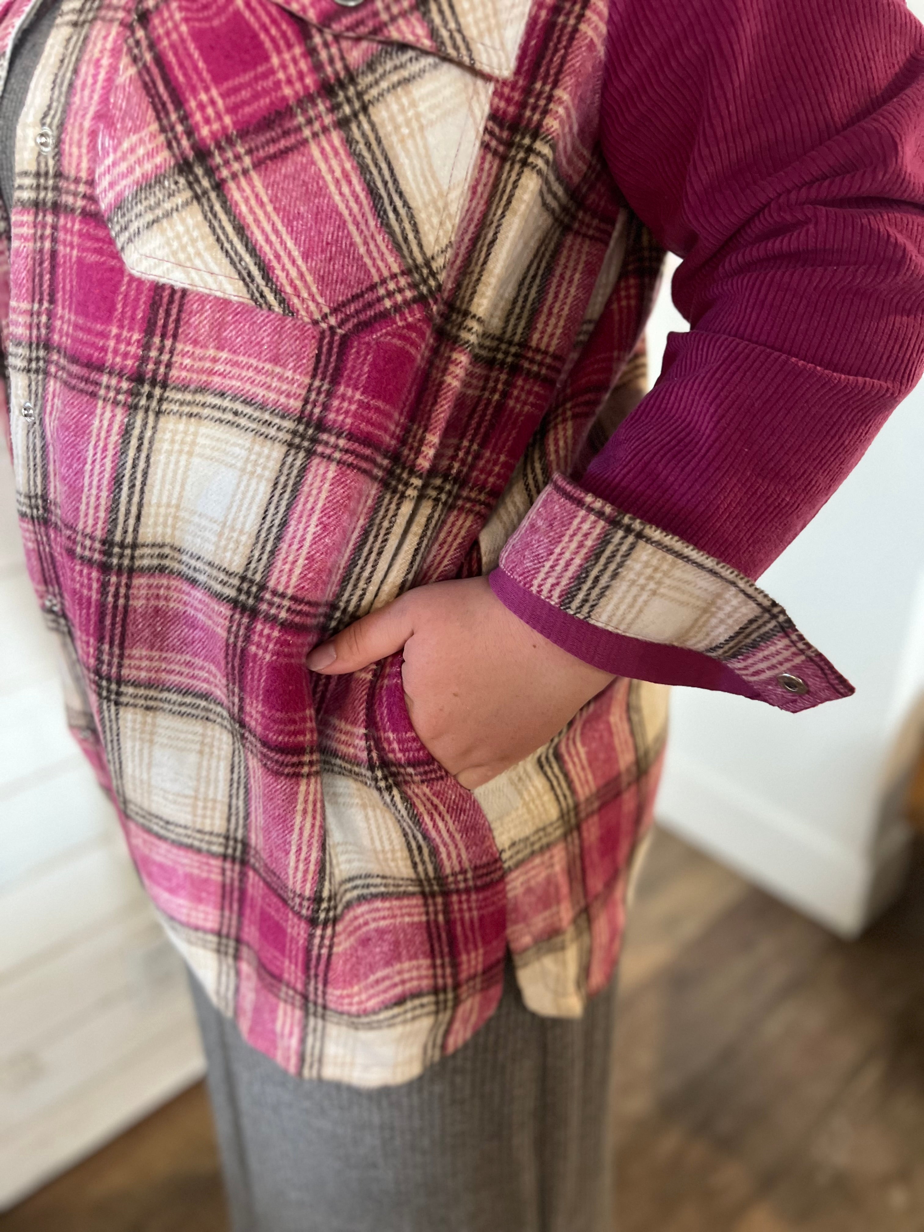 Pink Plaid Flannel Jacket