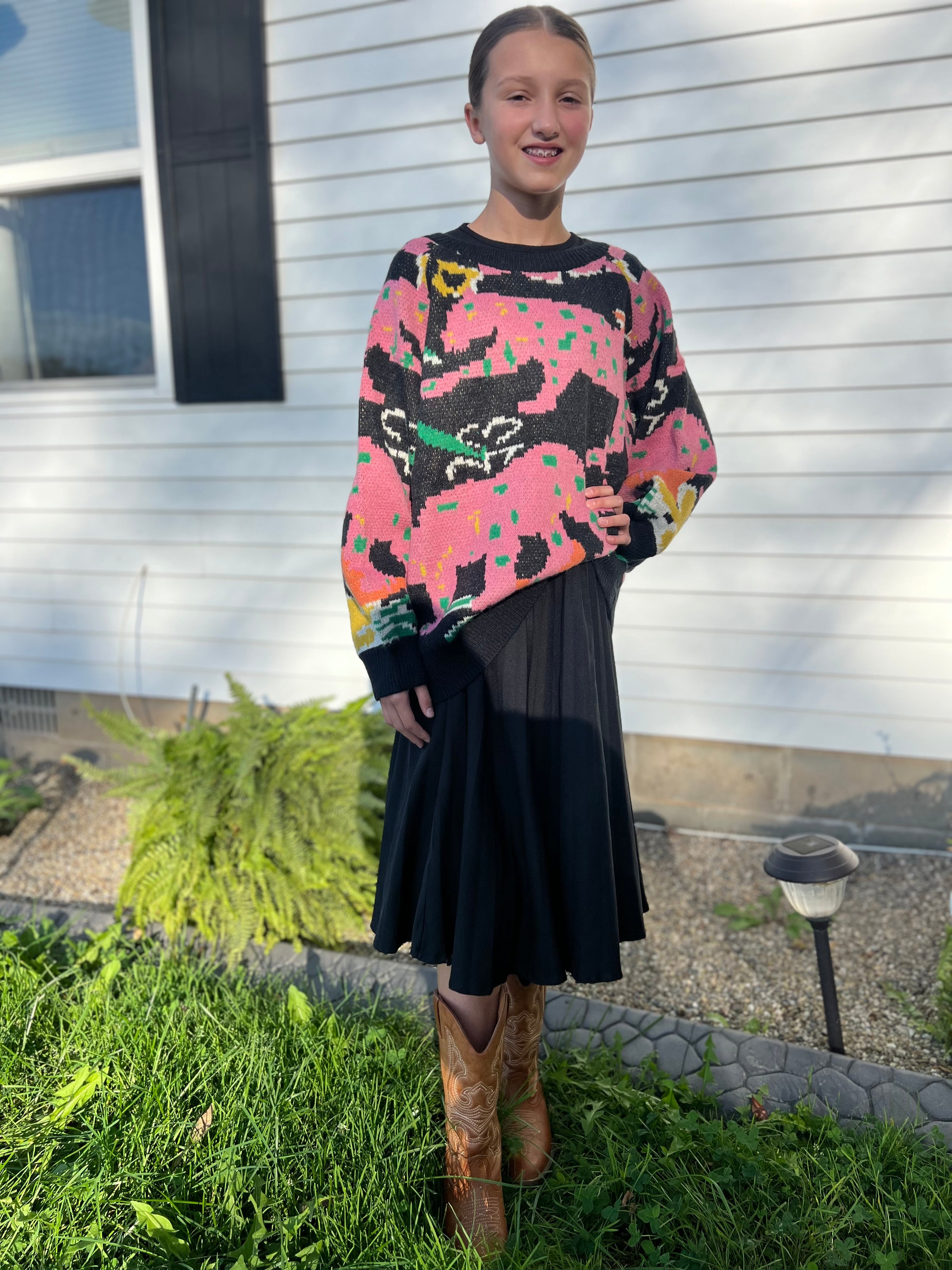 Black Animal Print Pullover