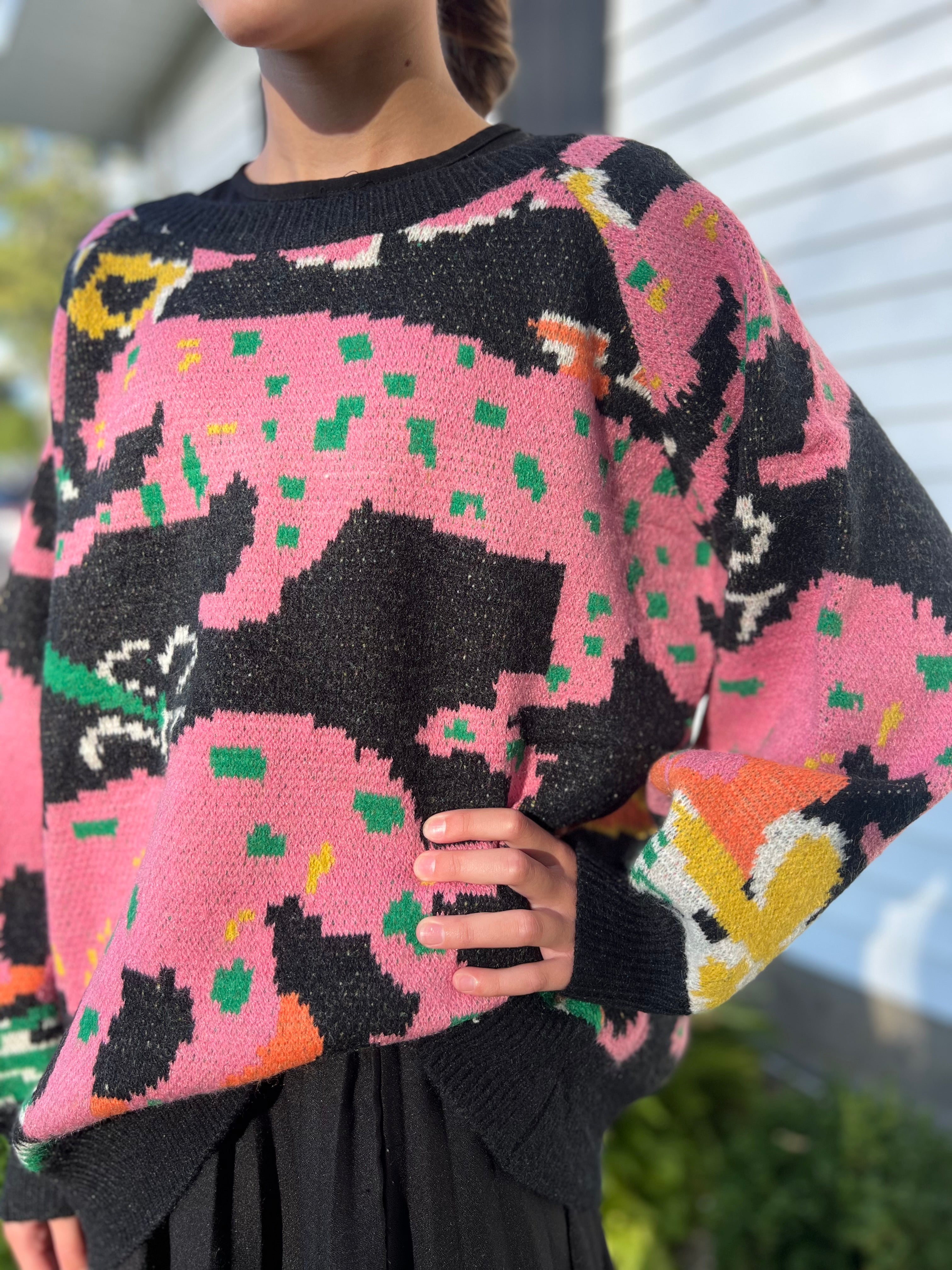 Black Animal Print Pullover
