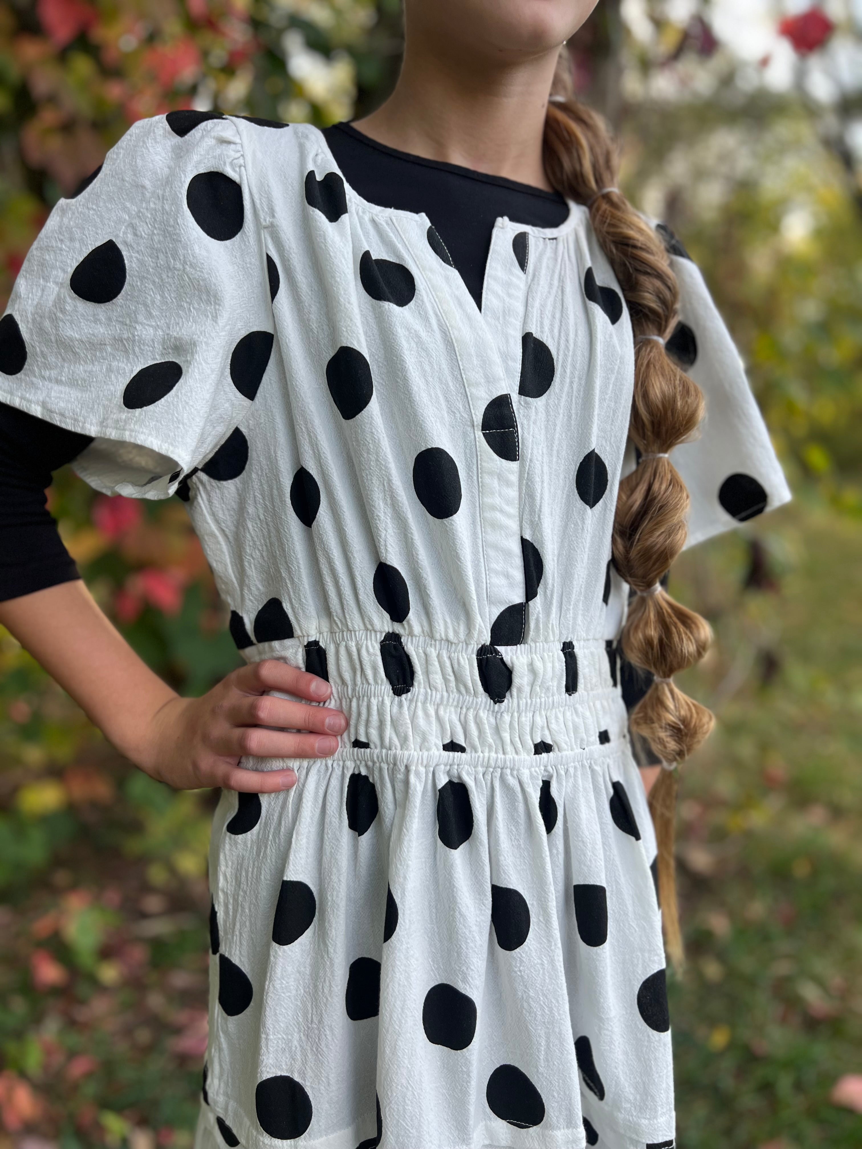 Polka Dot Print Tiered Maxi Dress