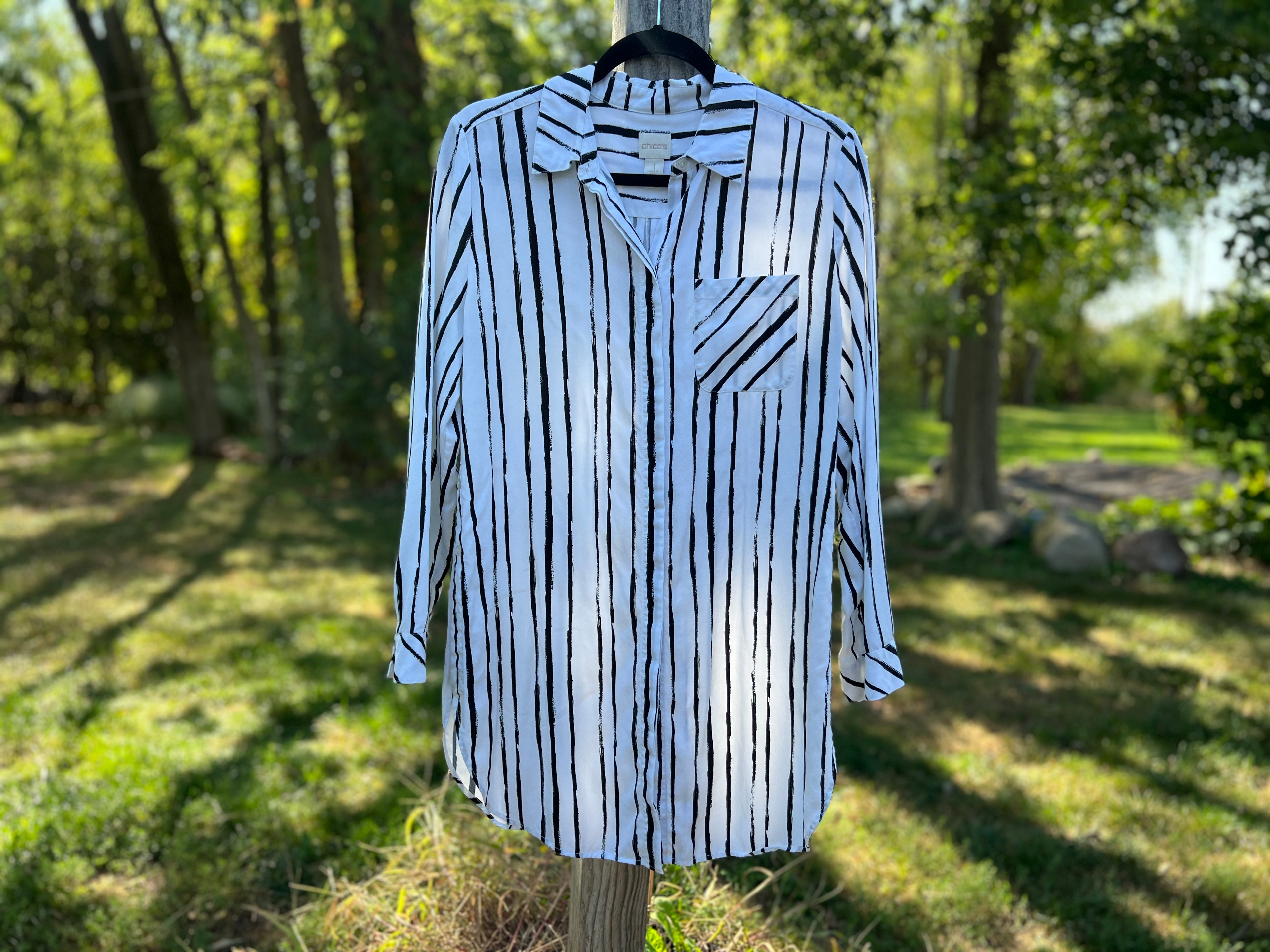 Long Sleeve Striped Button-up Shirt